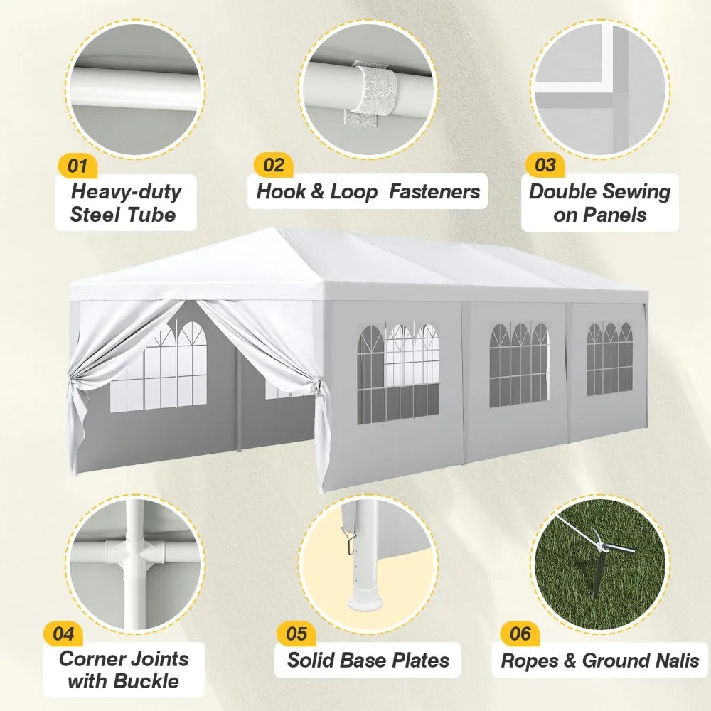 Outdoor Canopy Tent Gazebo Shelter With Removable Side Walls