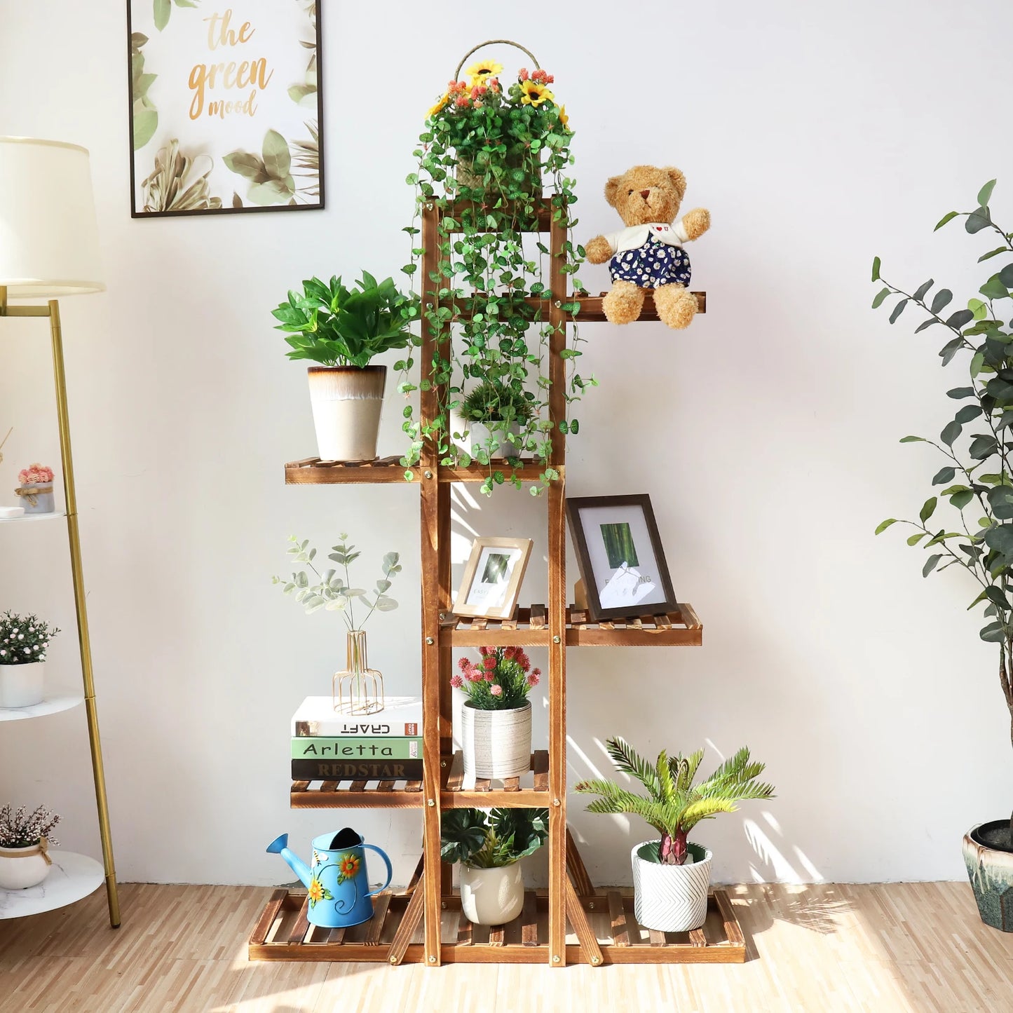 Wisfor 6 Tier Wood Flower Planter Pot Stand Display Rack
