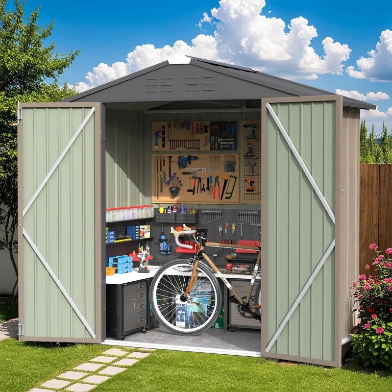 Outdoor Metal Storage Shed With Lockable Door Heavy Duty