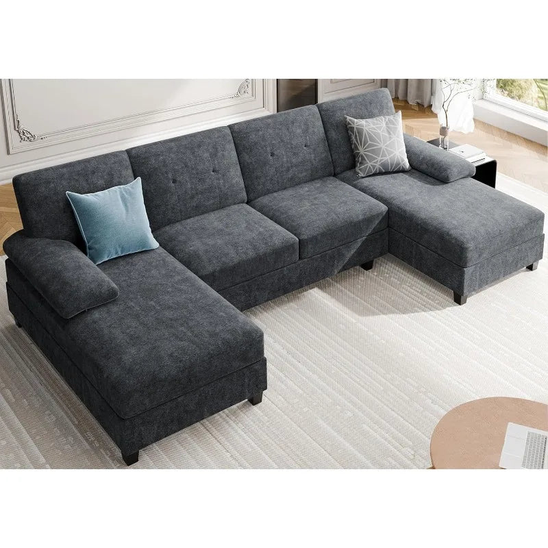 Meilocar U Shaped Sectional Sofa With Chaise Four Seats