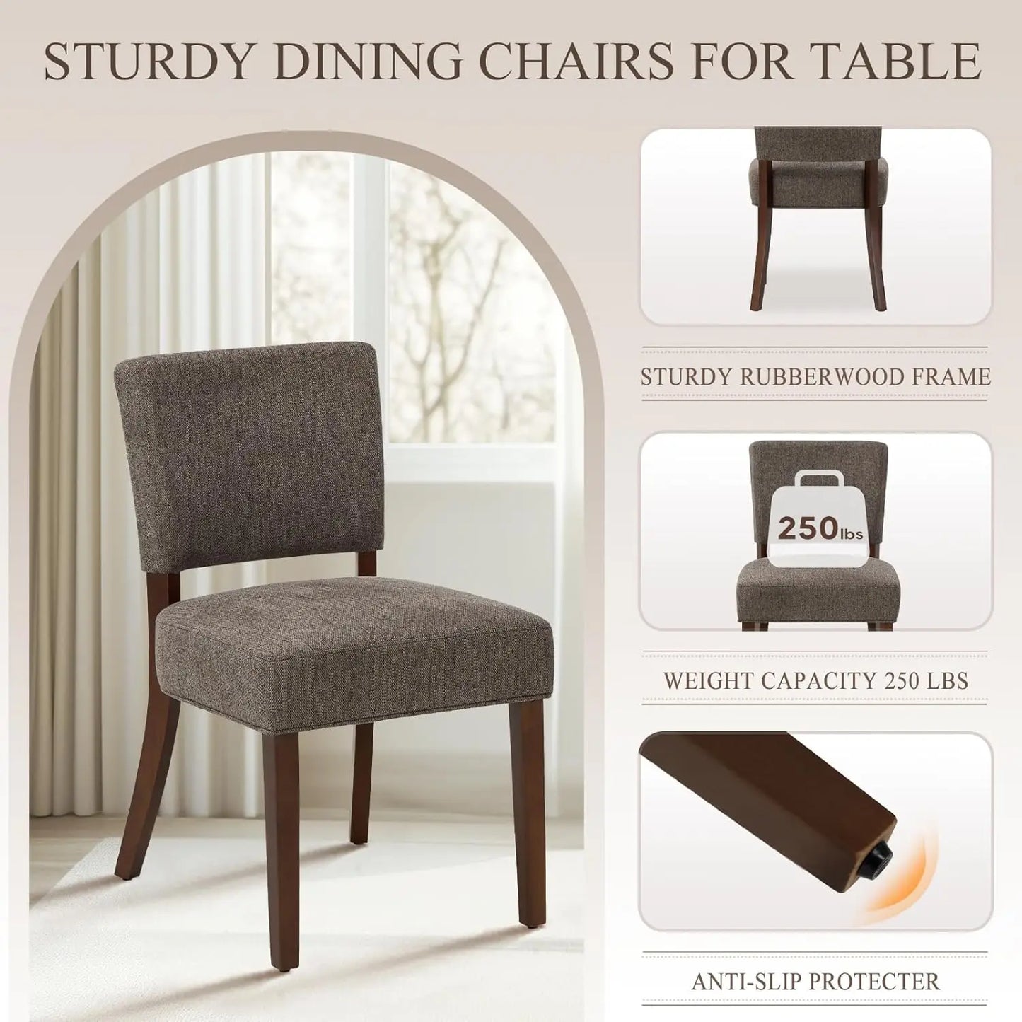 XMSJ Mid Century Dining Chairs Set 6 Upholstered Back
