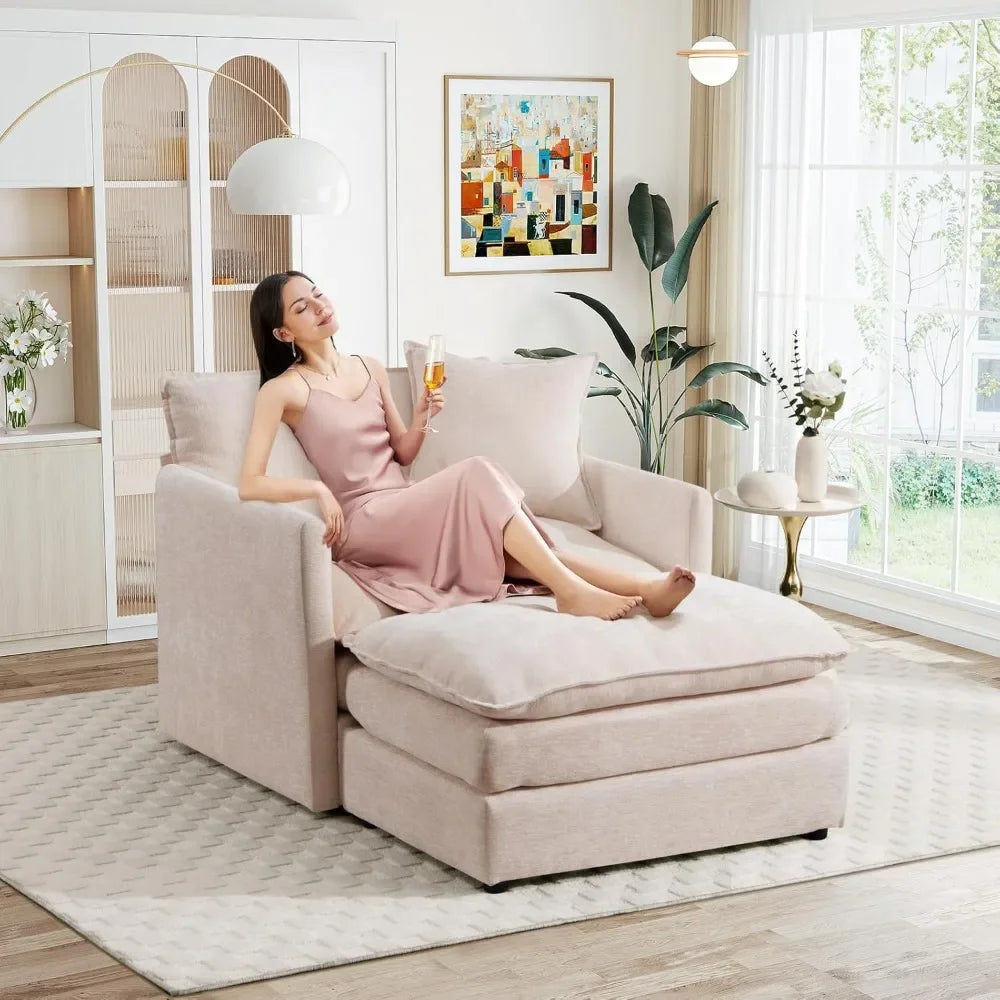 Oversized Chaise Lounge Chair With Ottoman