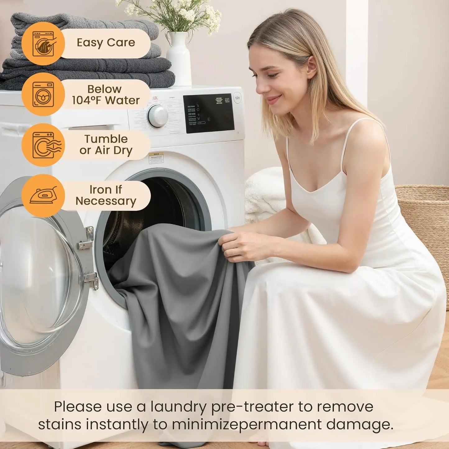 Breathable Polyester Cotton Sheet Set With Deep Pockets 4-Piece