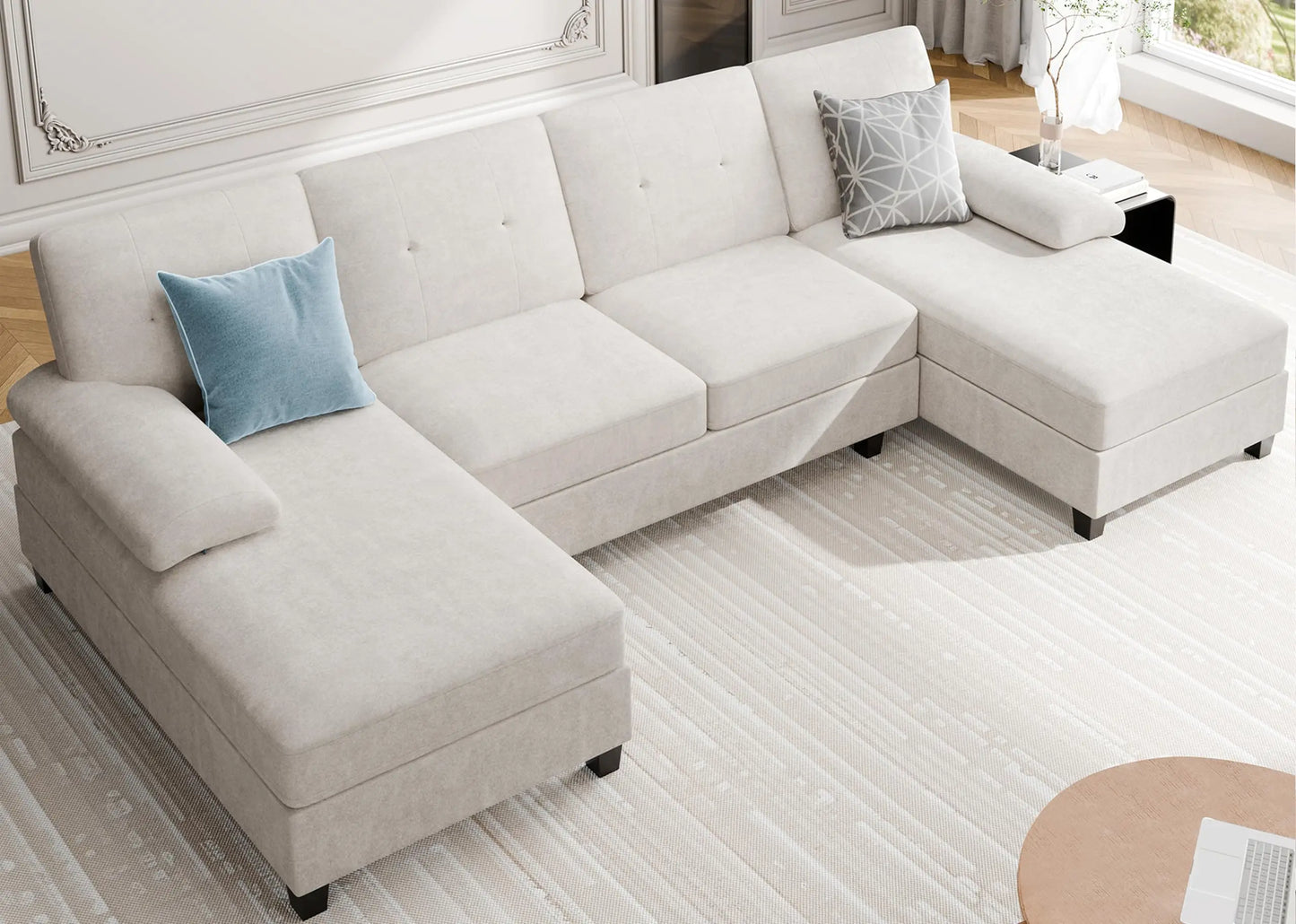 Meilocar U Shaped Sectional Sofa With Chaise Four Seats