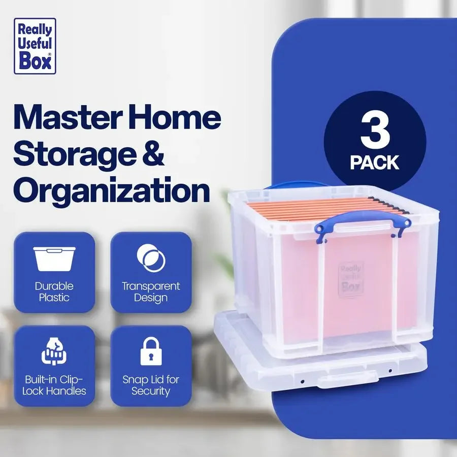 Useful Box Storage Bin With Snap Lid And Clip Handles
