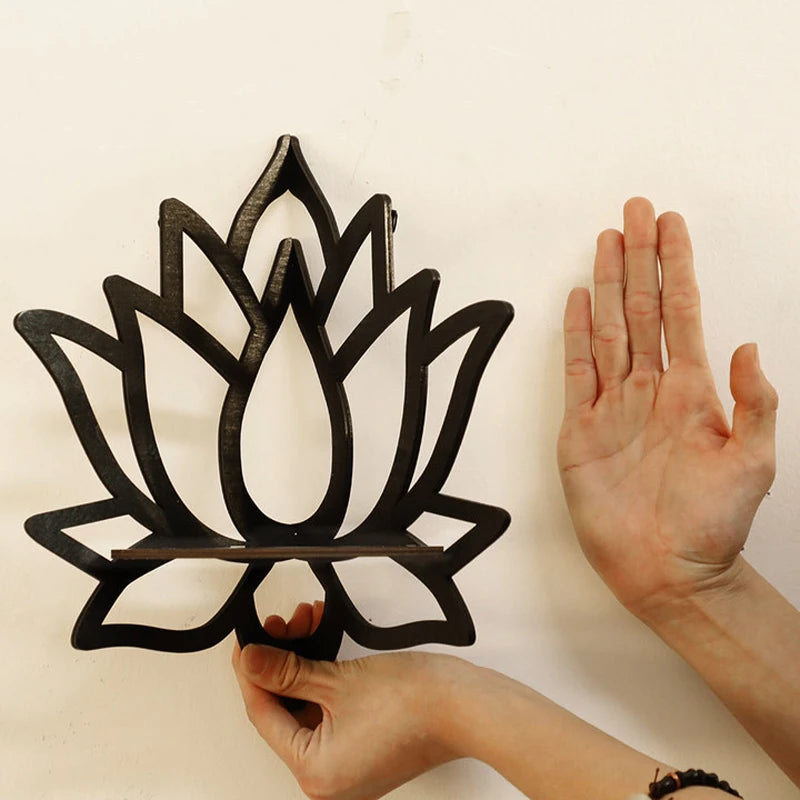 Wooden Lotus Hollow Decorative Rack Aromatherapy Organizer And Candle Holder