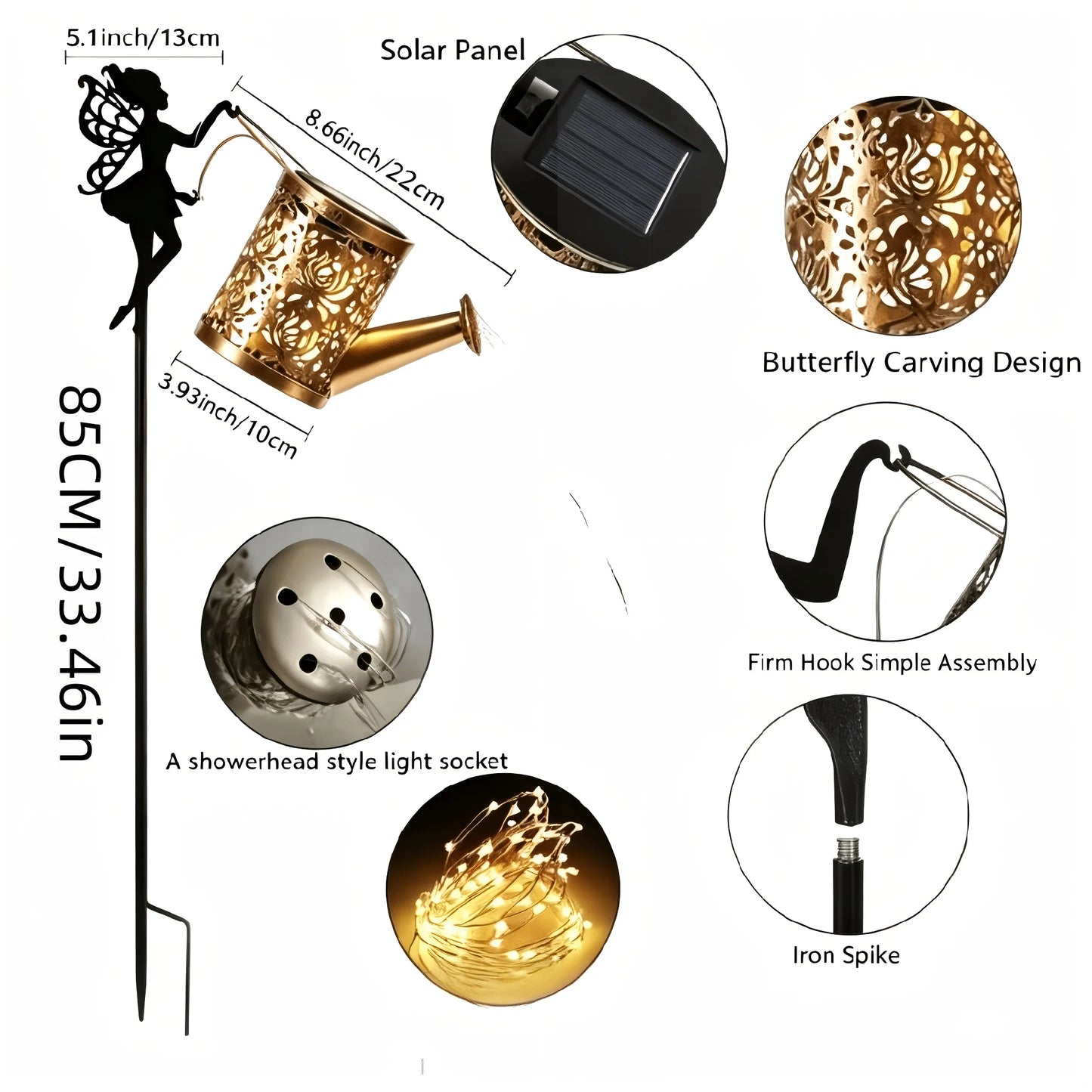 Monibloom Solar Watering Can Lights IP65 Hanging Garden Decor