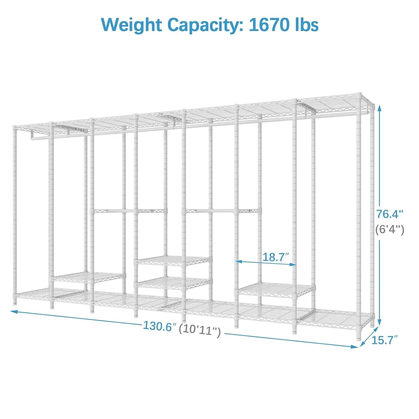 Freestanding Heavy Duty Clothes Rack 1670lbs Capacity