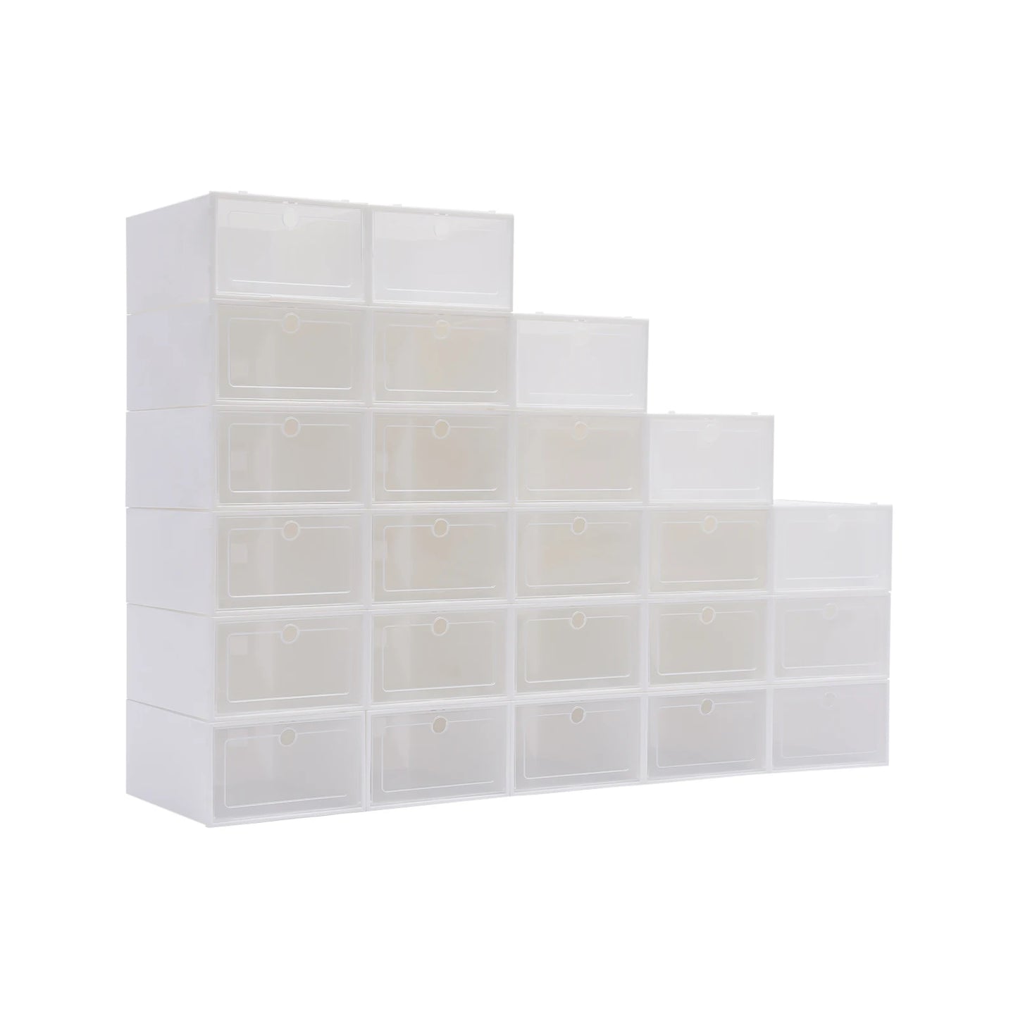 Transparent Plastic Shoe Box Set 24 Piece Stackable Organizer Drawer