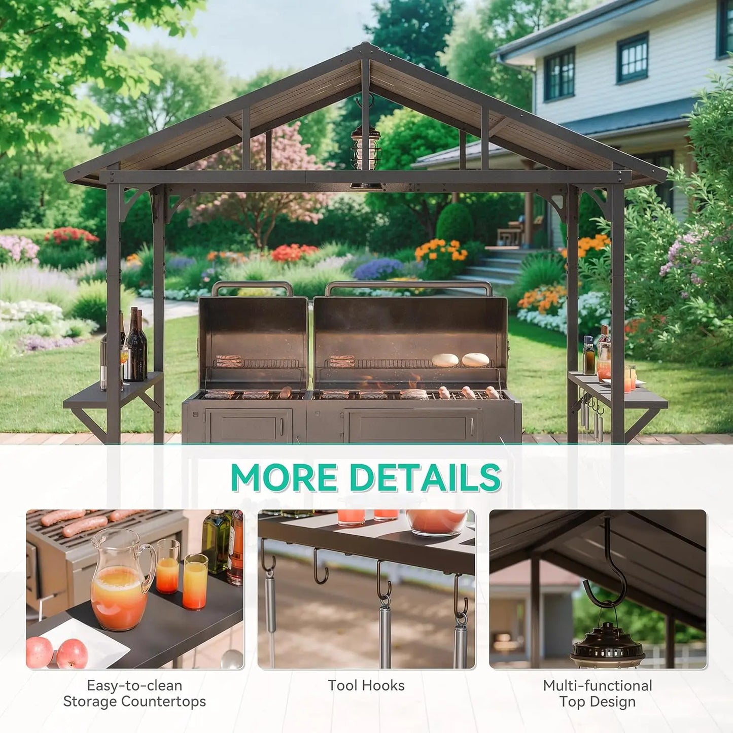 Outdoor Gazebo With Bar And Tool Hooks