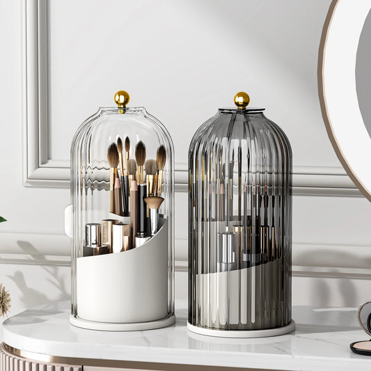 Makeup Brush Holder Organizer With Lid 360 Rotating