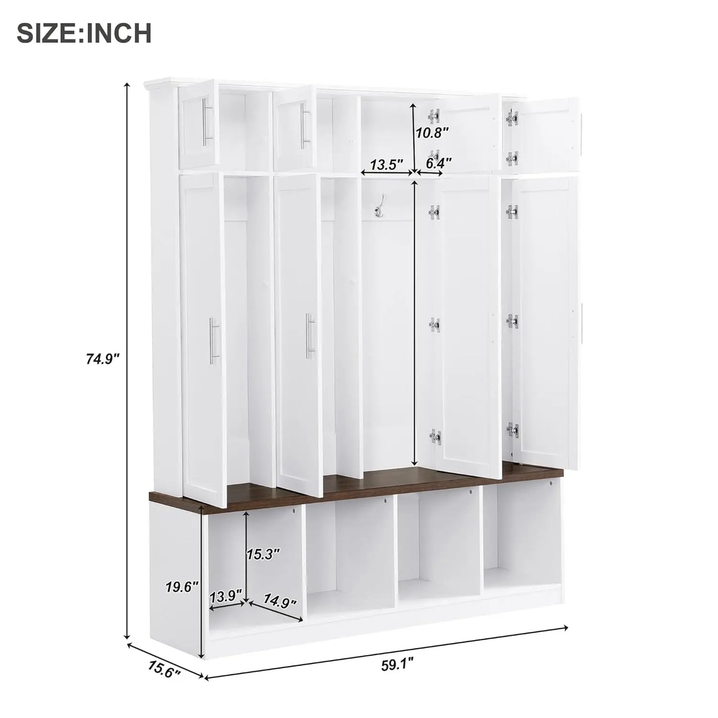 Hall Tree With Hidden Hooks Coat Rack And Shoe Storage