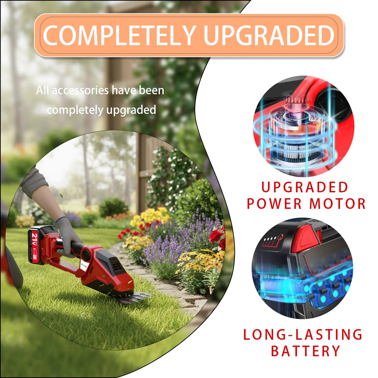 2 In 1 Cordless Hedge Trimmer And Grass Shear Battery