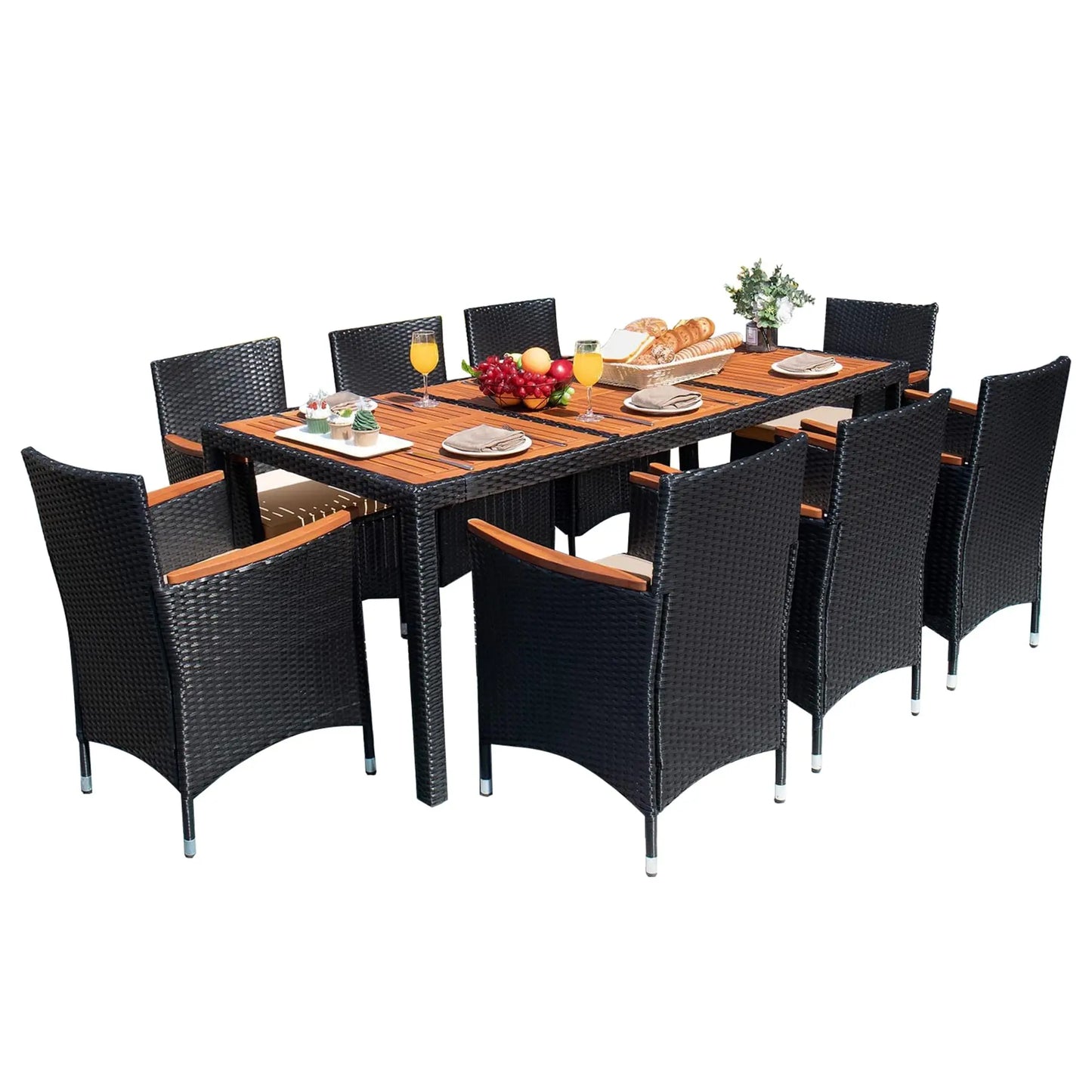 XMSJ Outdoor Patio Dining Set With Acacia Wood Table