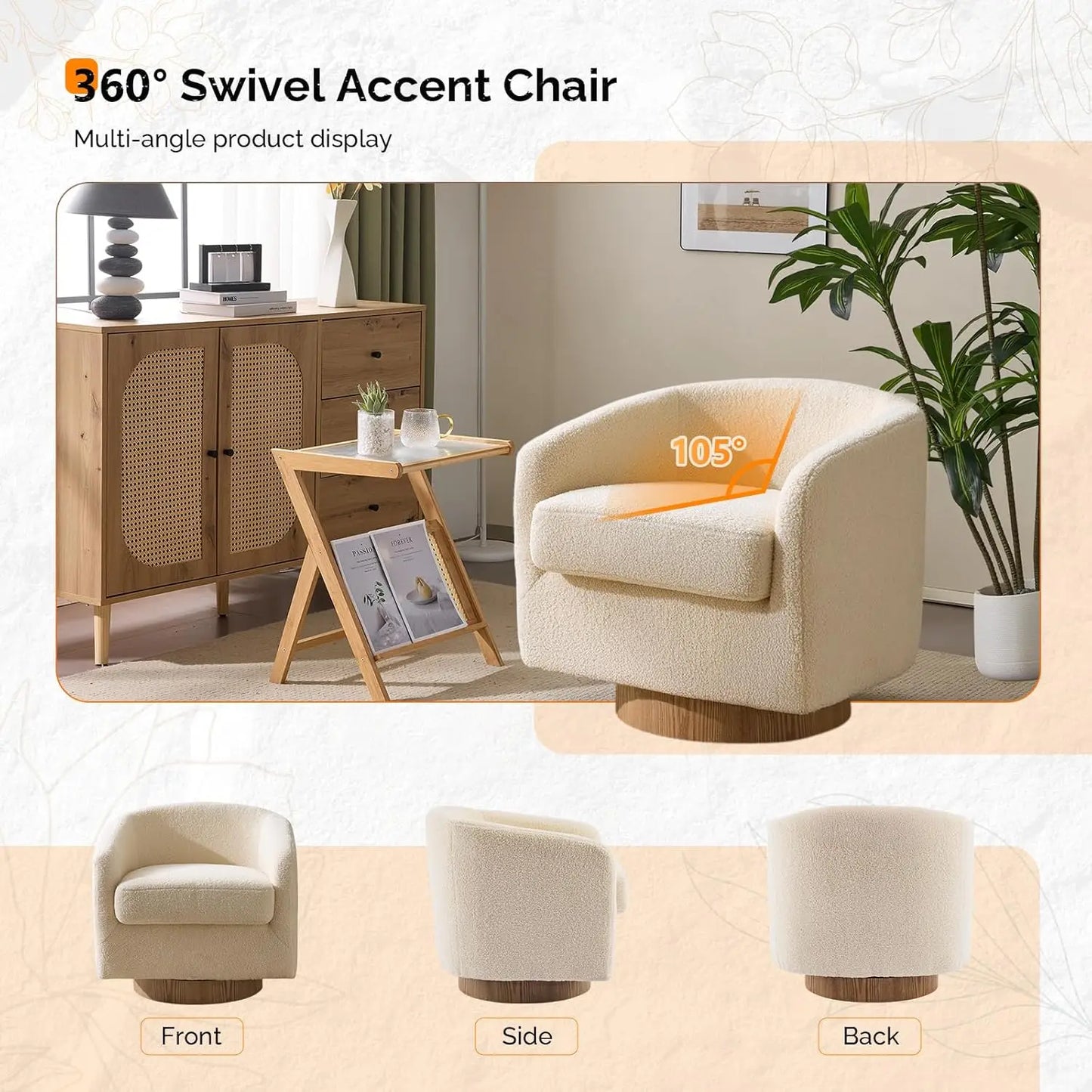 360-Degree Swivel Accent Chairs Set of 2 With Engineered Wood