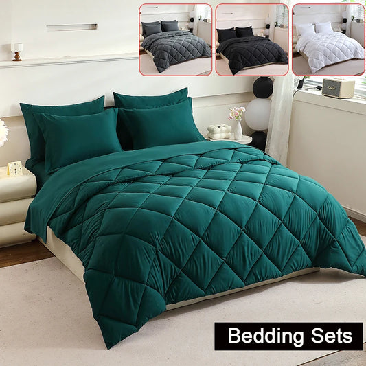 EasYum 7-Piece Bedding Set Comforter Sheet Pillowcases Quilted