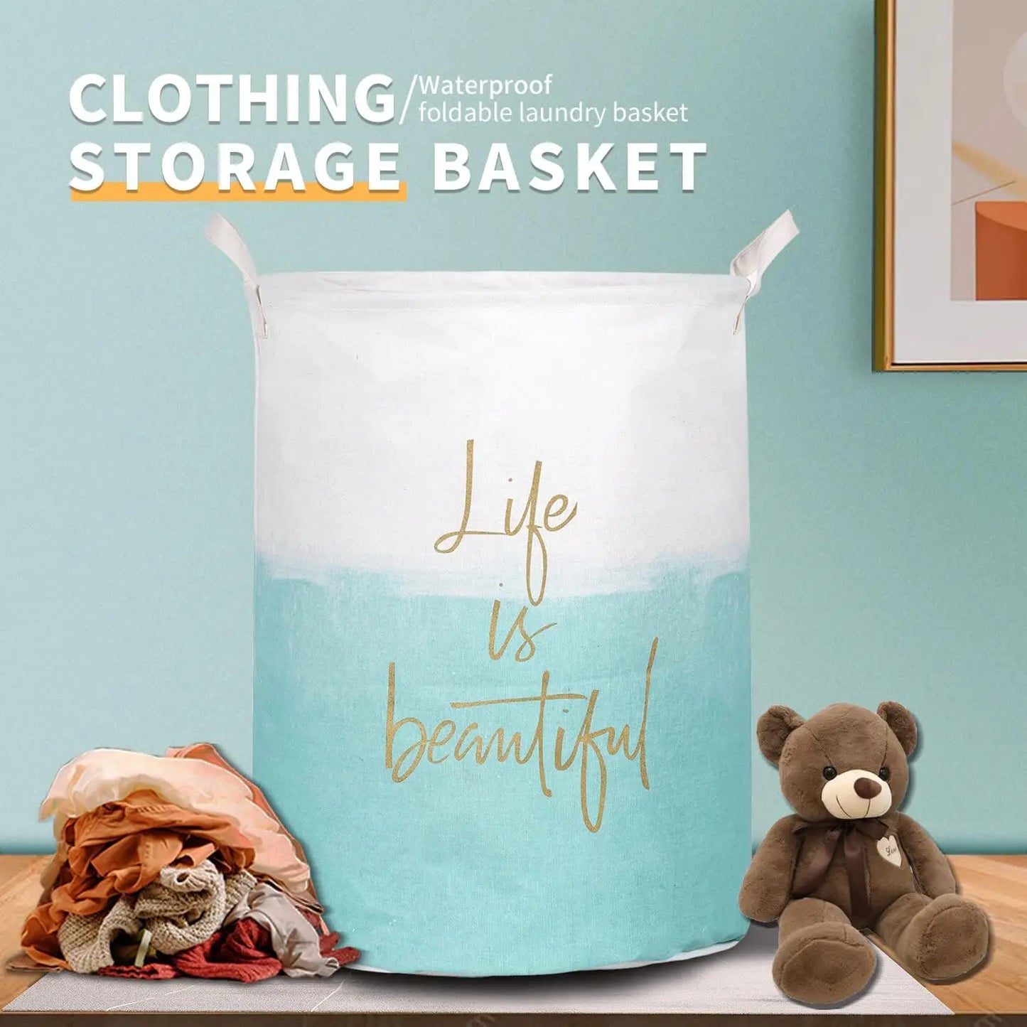 NONECN Merdes Foldable Laundry Hamper Waterproof Basket