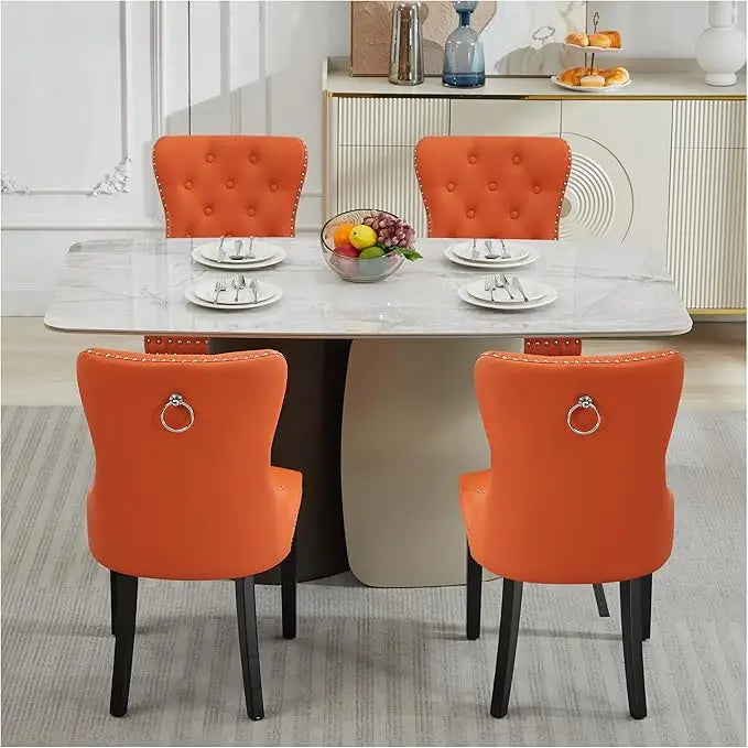 N Velvet Tufted Dining Chairs Set Four Stainless Steel Legs