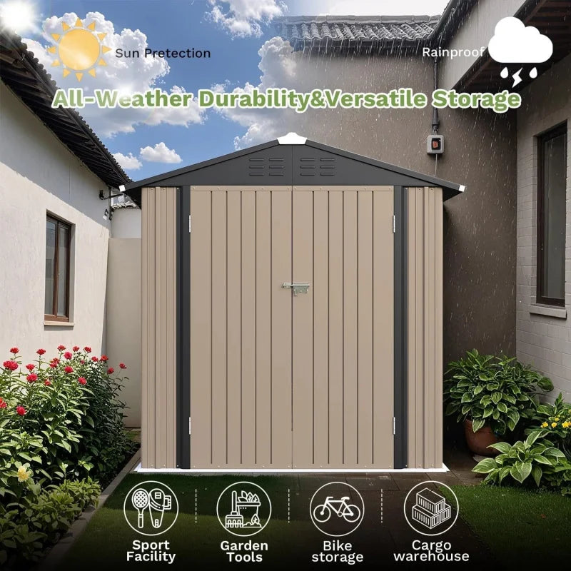 Outdoor Metal Storage Shed With Lockable Door Heavy Duty