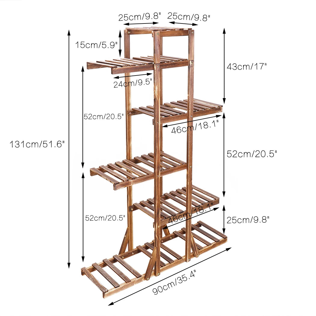 Wisfor 6 Tier Wood Flower Planter Pot Stand Display Rack