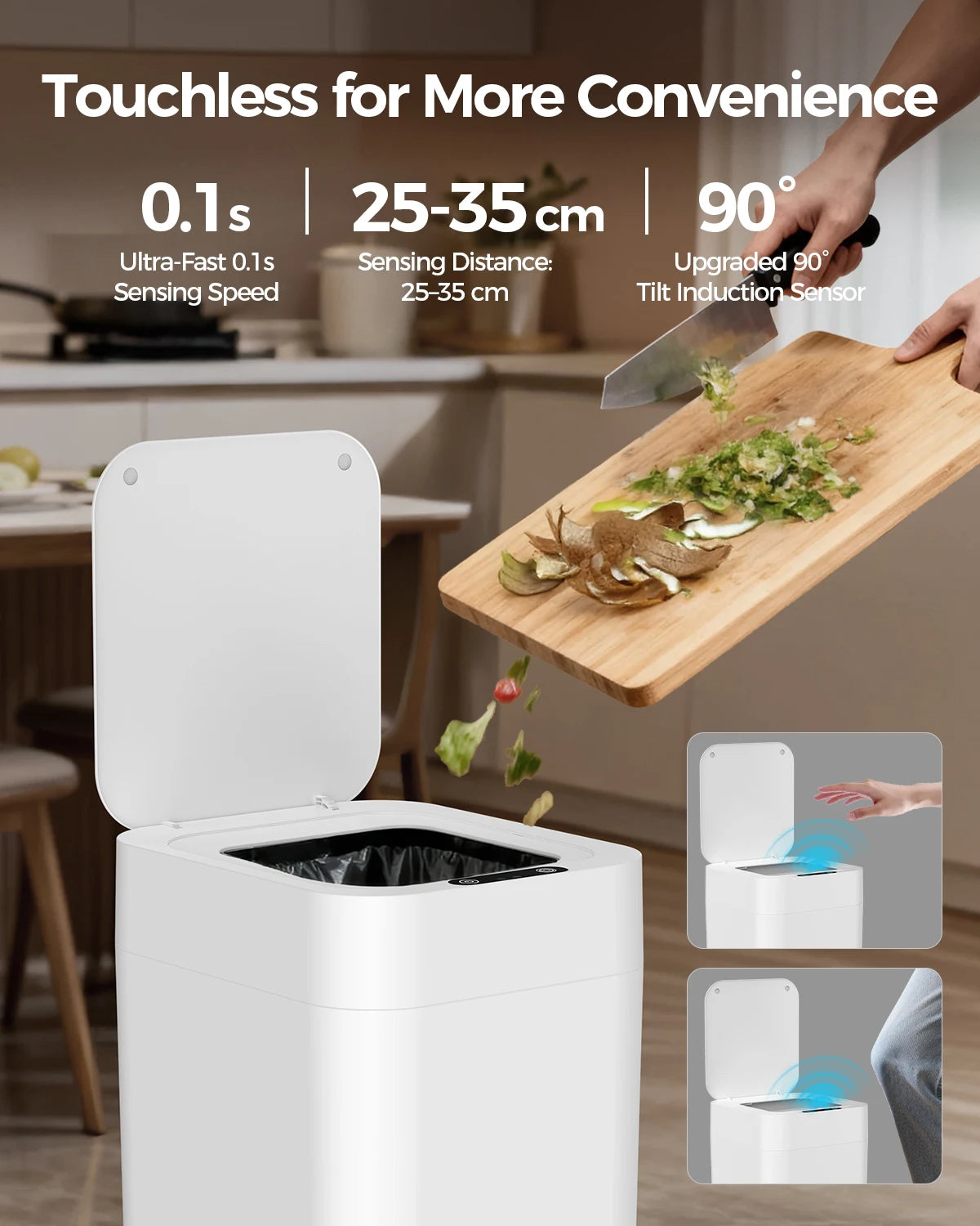 NONECN Automatic Sealing Touchless Motion Sensor Trash Can