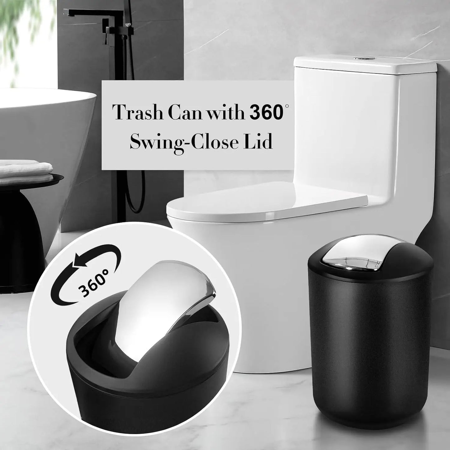 10-Piece Bathroom Accessory Set With Trash Can And Dispenser