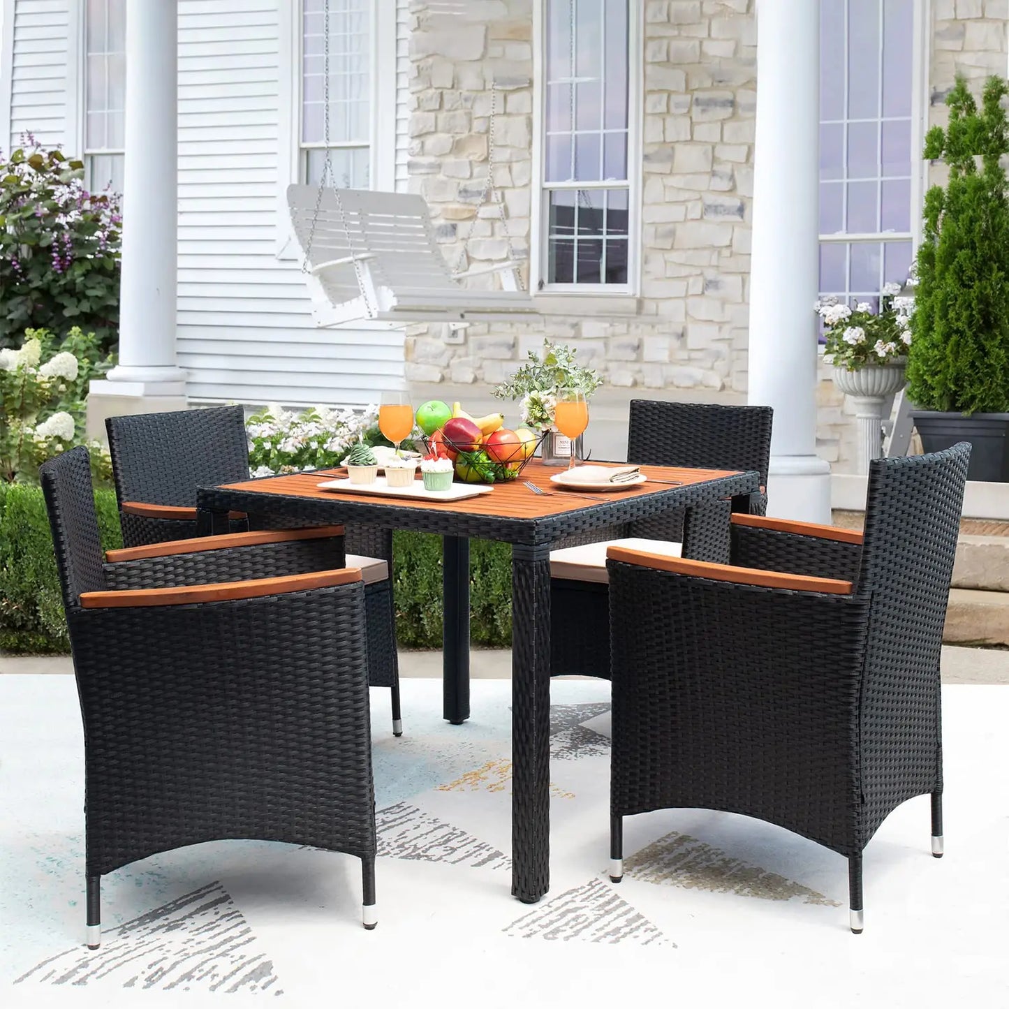 XMSJ Outdoor Patio Dining Set With Acacia Wood Table