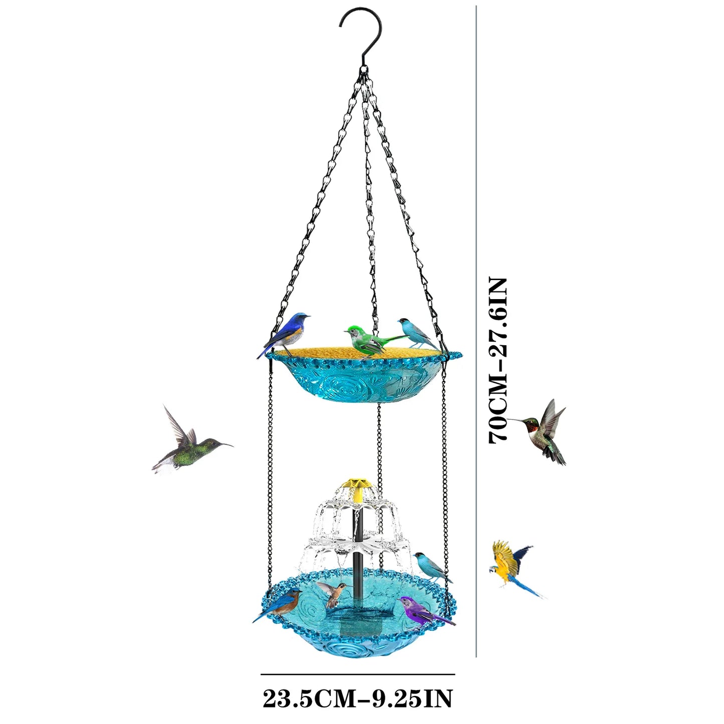 Decorative Bird Bathing Fountain Outdoor Feeder Three Story Flowing Water