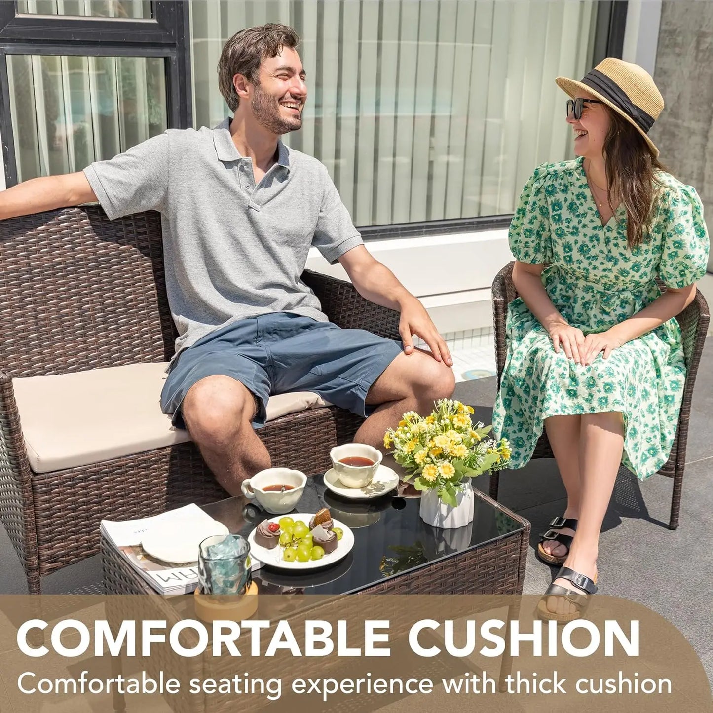 Outdoor Patio Furniture Set Rattan Wicker Lounge Chairs