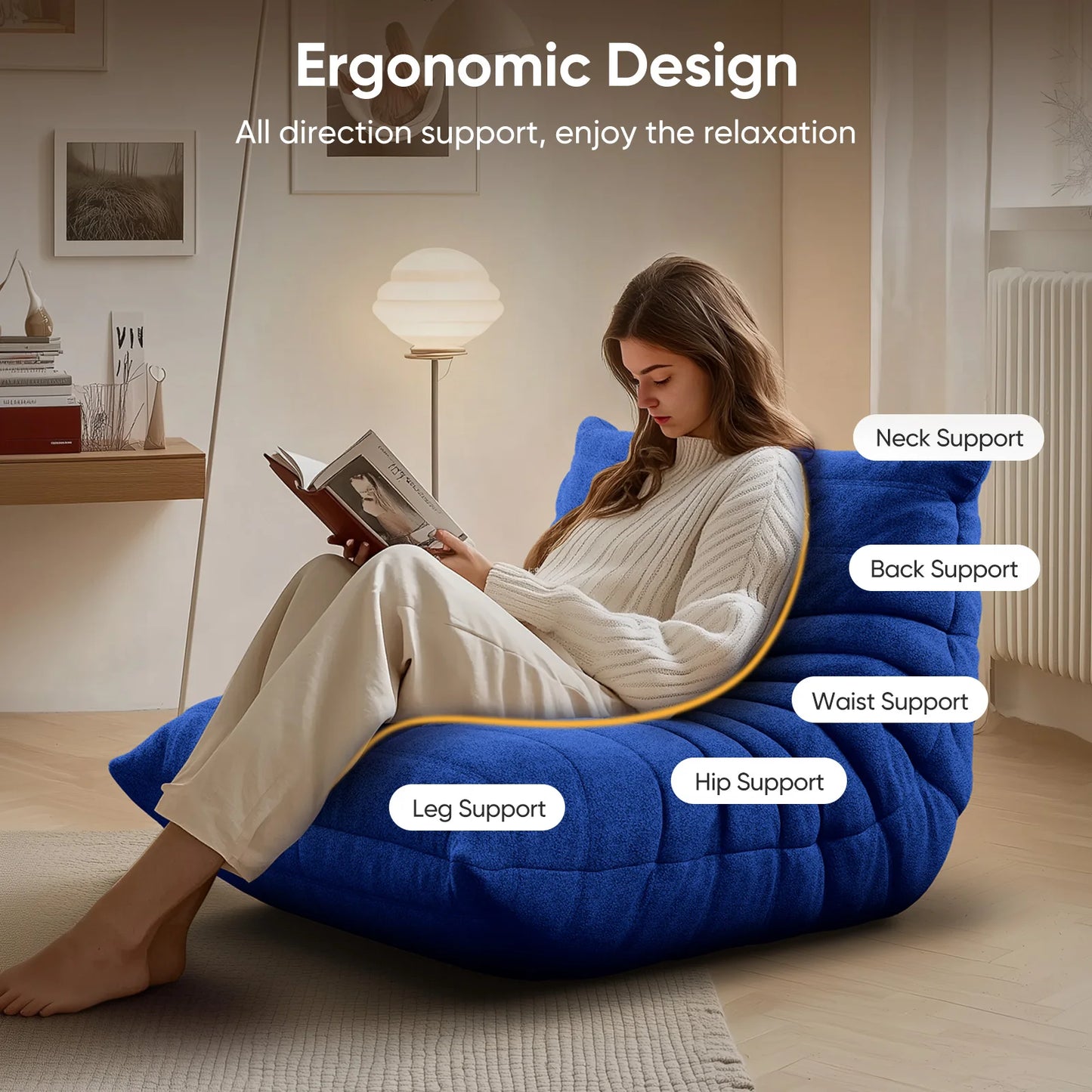 Champracer Bean Bag Floor Sofa Lazy Couch Tatami Reading Chair
