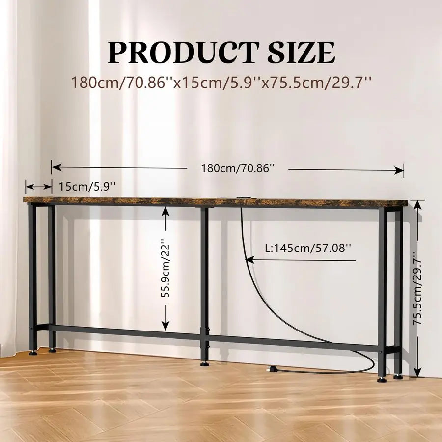Sofa Table With Built In 2 AC Outlets And 2 USB Ports