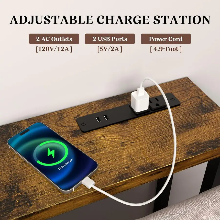 Sofa Table With Built In 2 AC Outlets And 2 USB Ports