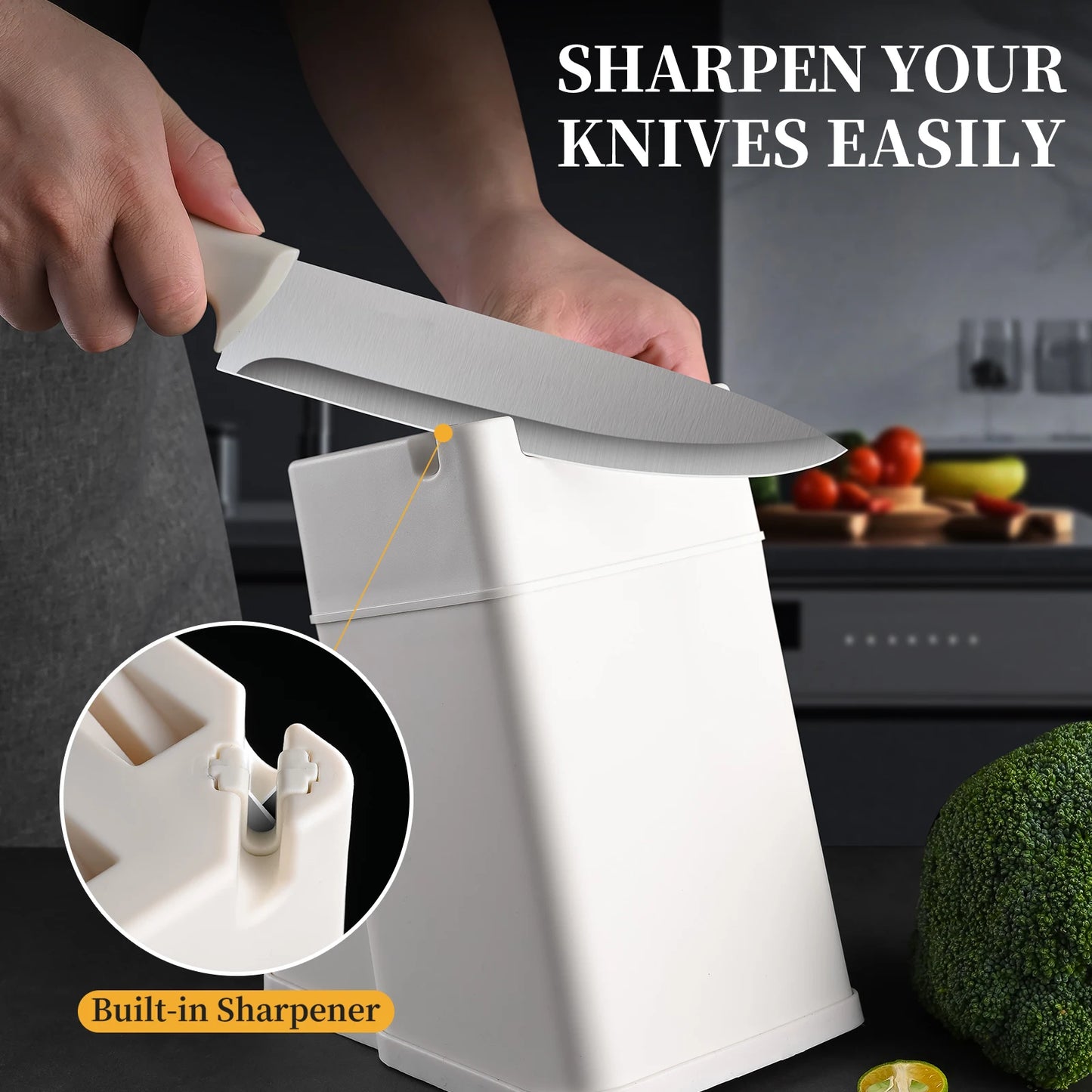 Mothe Professional Knife Set With Built In Sharpener Holder
