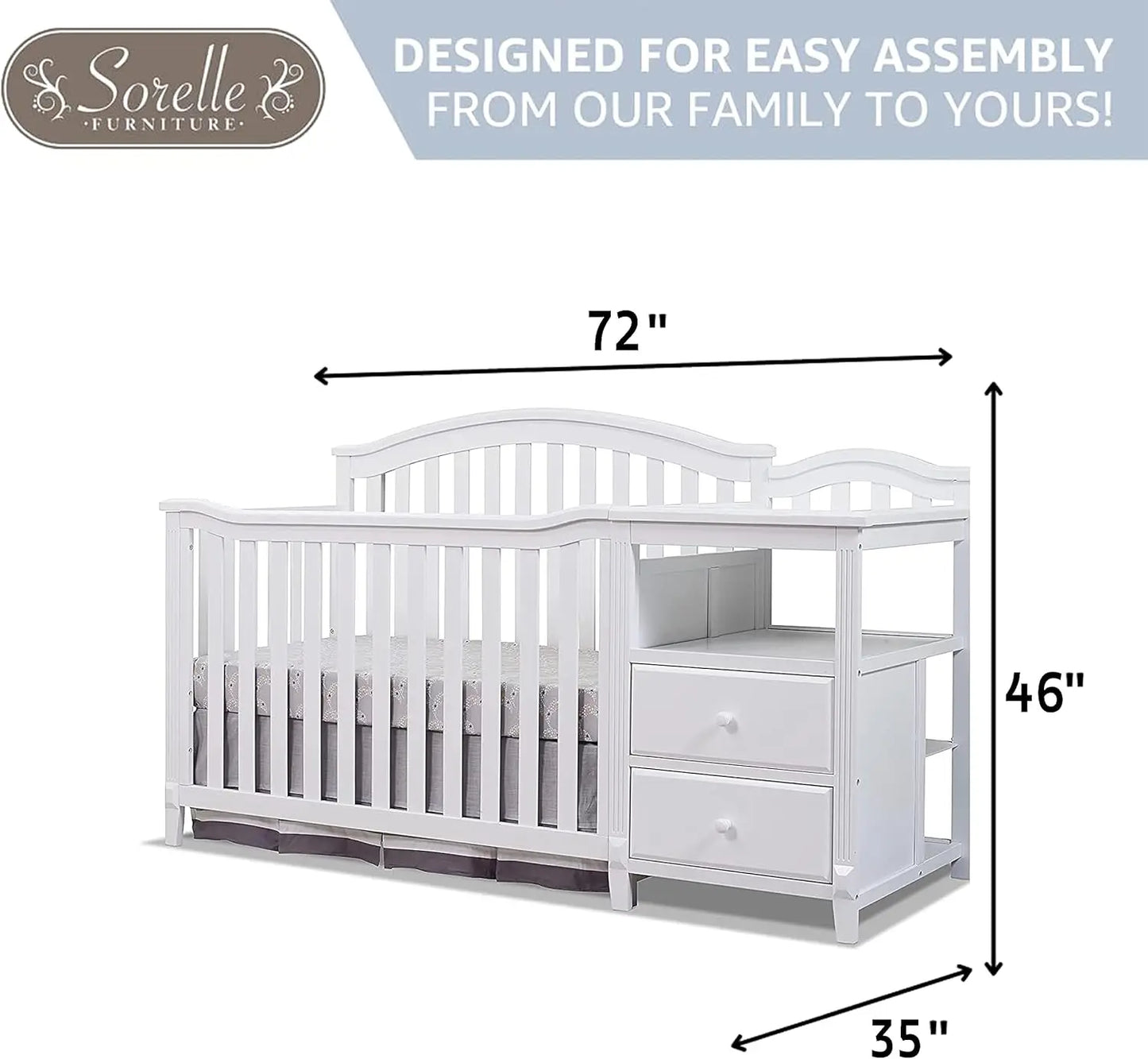 Crib And Changer With Slat Panel Back Convertible Wooden