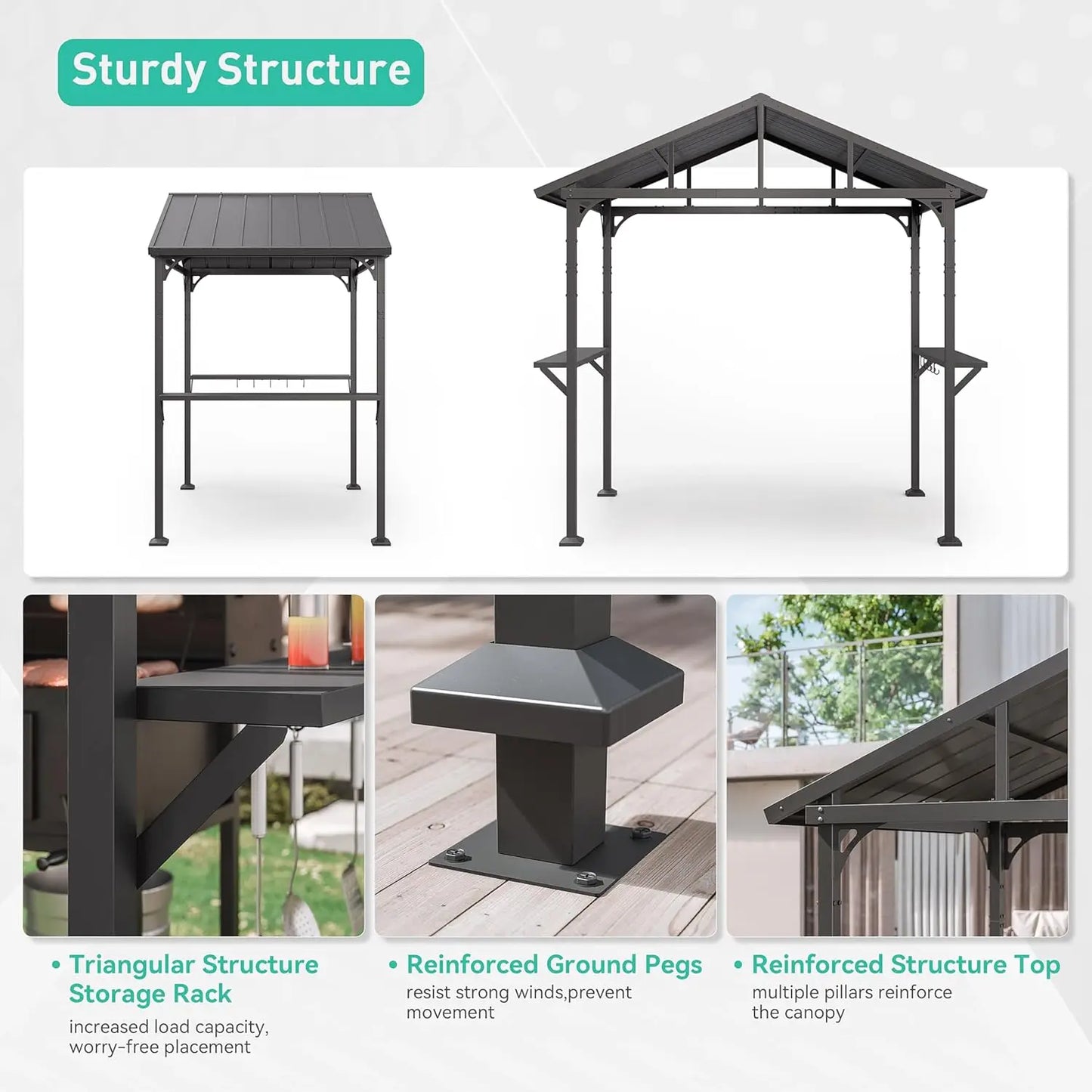 Outdoor Gazebo With Bar And Tool Hooks