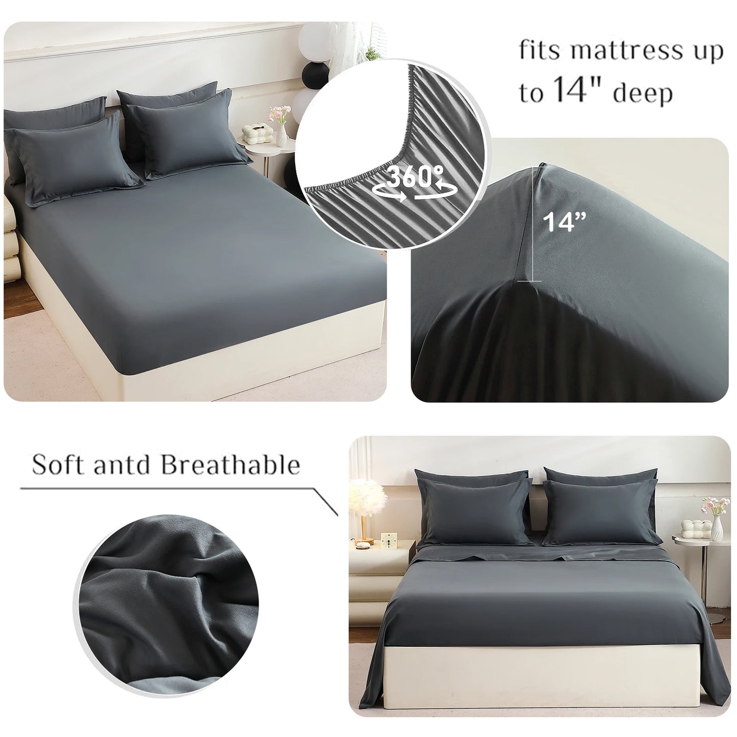 EasYum 7-Piece Bedding Set Comforter Sheet Pillowcases Quilted
