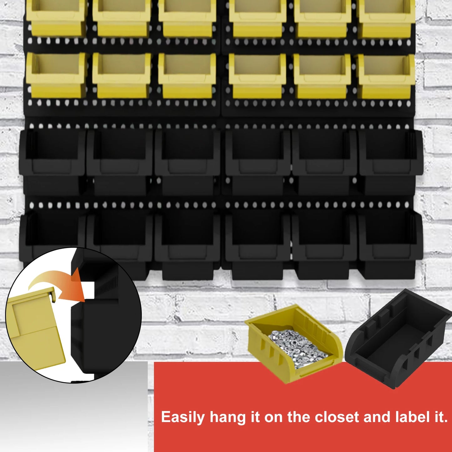 NONECN Wall Mounted Storage Bin Set for Garage Organization