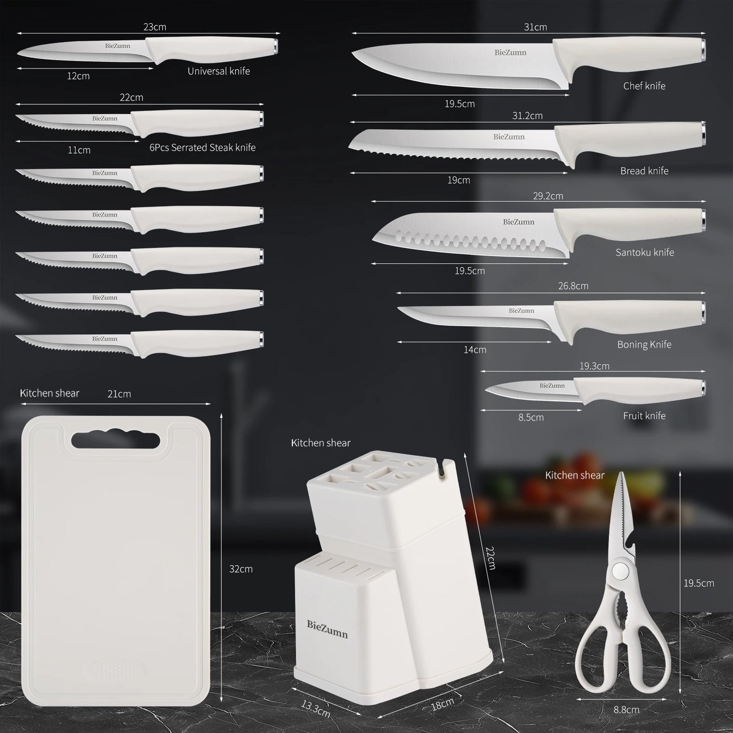 Mothe Professional Knife Set With Built In Sharpener Holder