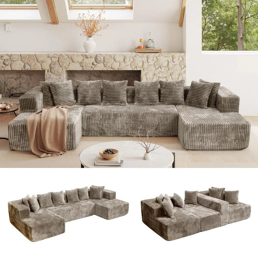 U Shaped Sectional Sofa With Chaise Lounges Modular Cloud Couch