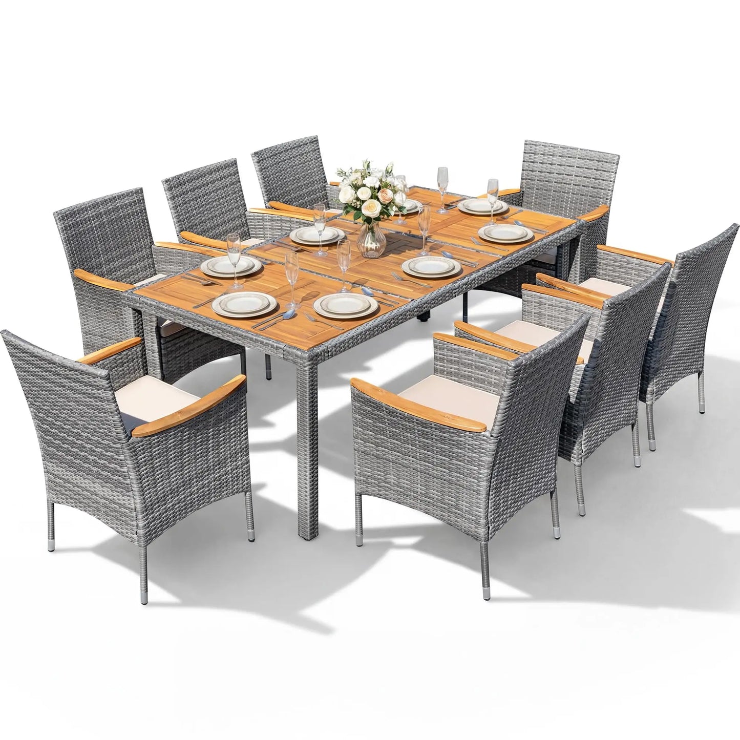 XMSJ Outdoor Patio Dining Set With Acacia Wood Table