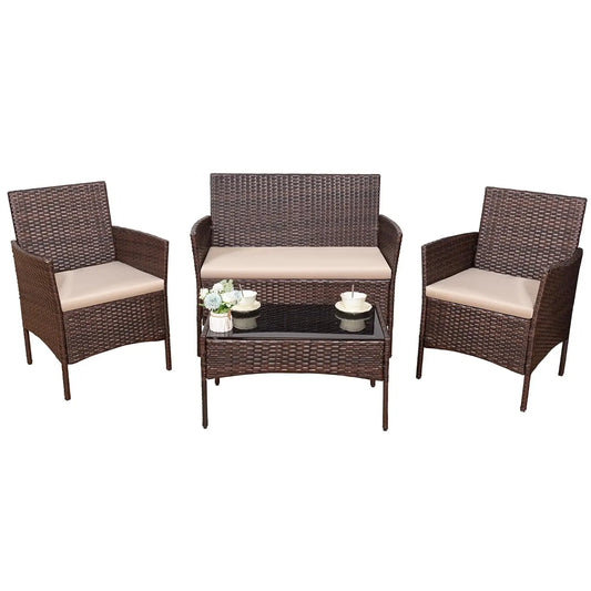Outdoor Patio Furniture Set Rattan Wicker Lounge Chairs