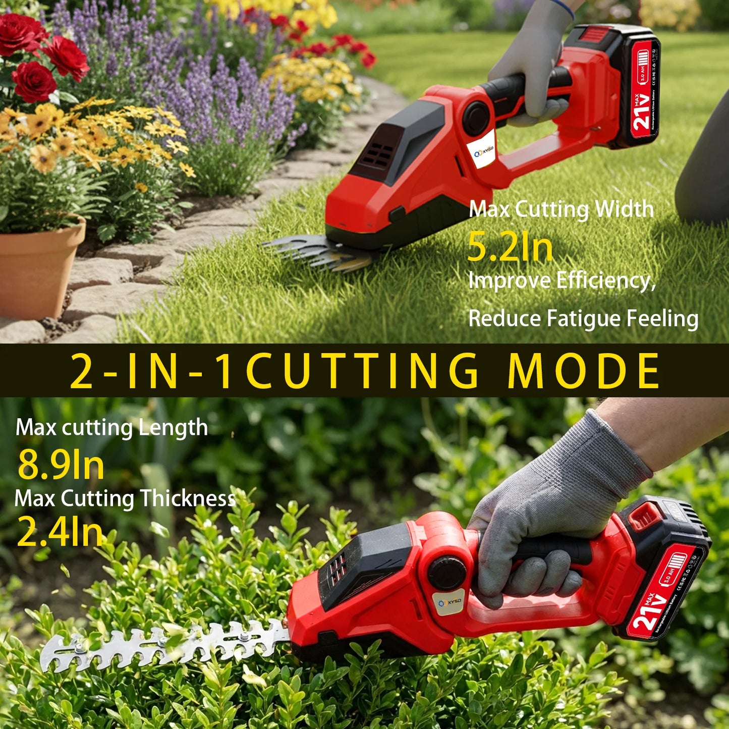 2 In 1 Cordless Hedge Trimmer And Grass Shear Battery