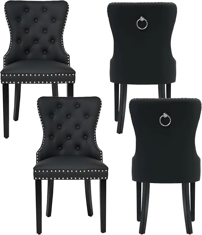 N Velvet Tufted Dining Chairs Set Four Stainless Steel Legs