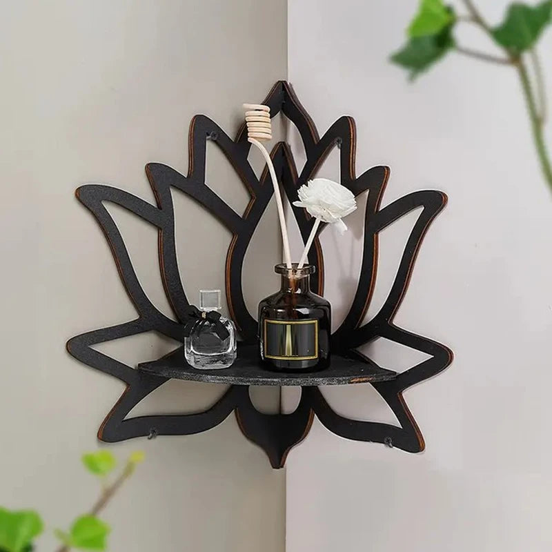 Wooden Lotus Hollow Decorative Rack Aromatherapy Organizer And Candle Holder