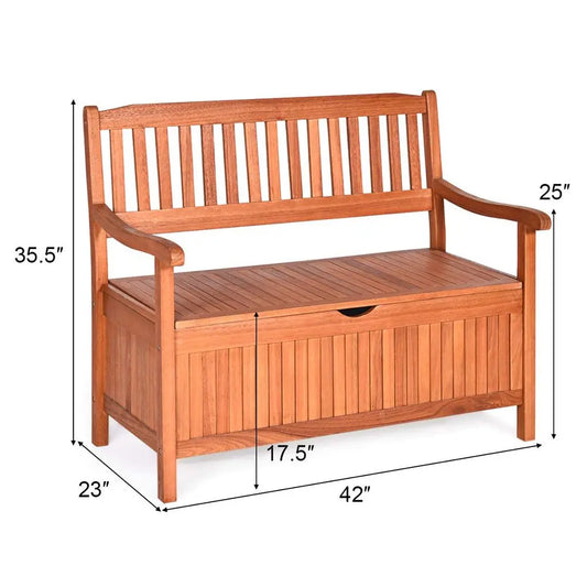 Outdoor Wood Storage Bench Deck Box With Dustproof Lining