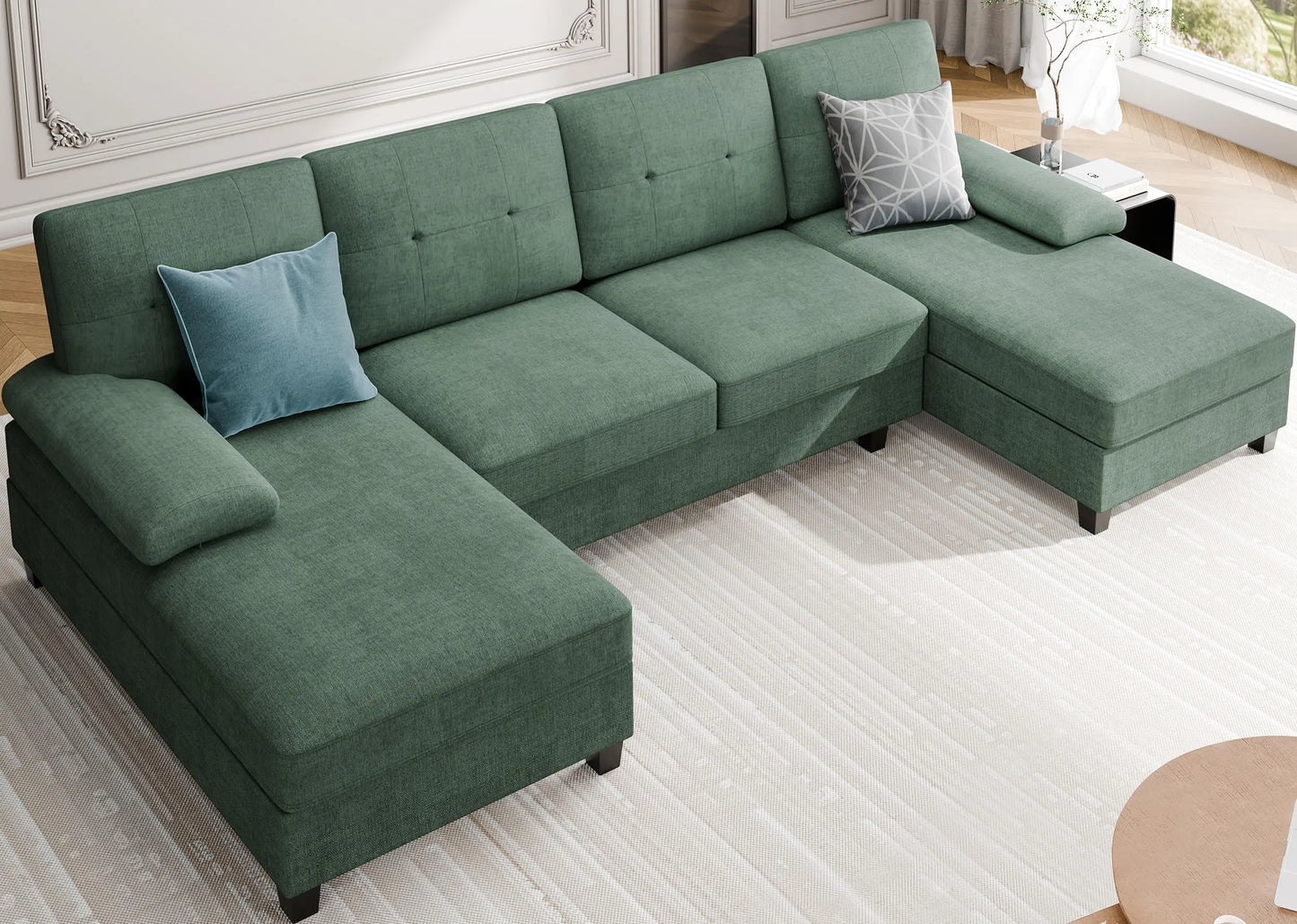 Meilocar U Shaped Sectional Sofa With Chaise Four Seats