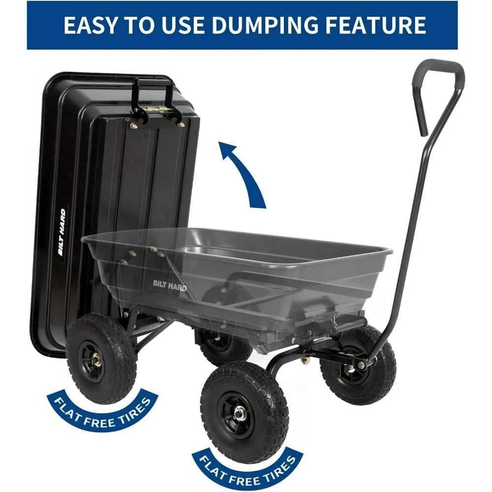 BILT HARD Poly Yard Dump Cart Rotating Handle 600 Lbs