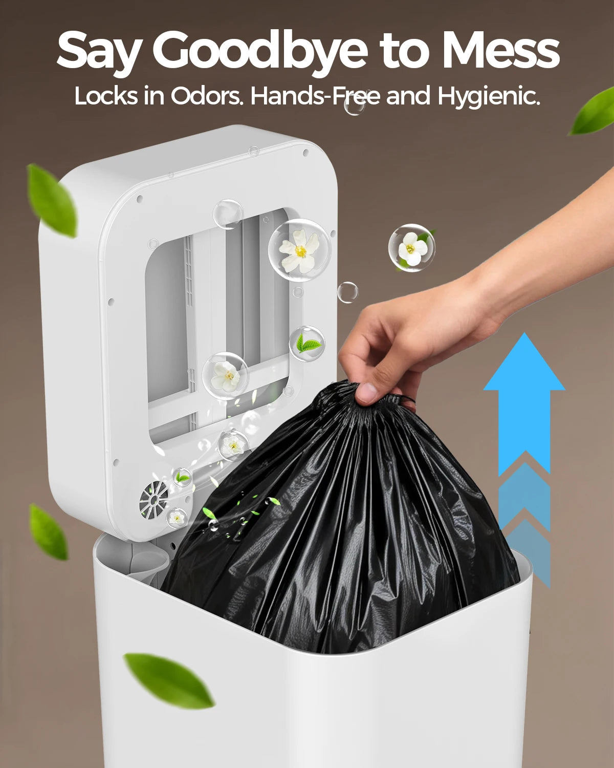 NONECN Automatic Sealing Touchless Motion Sensor Trash Can