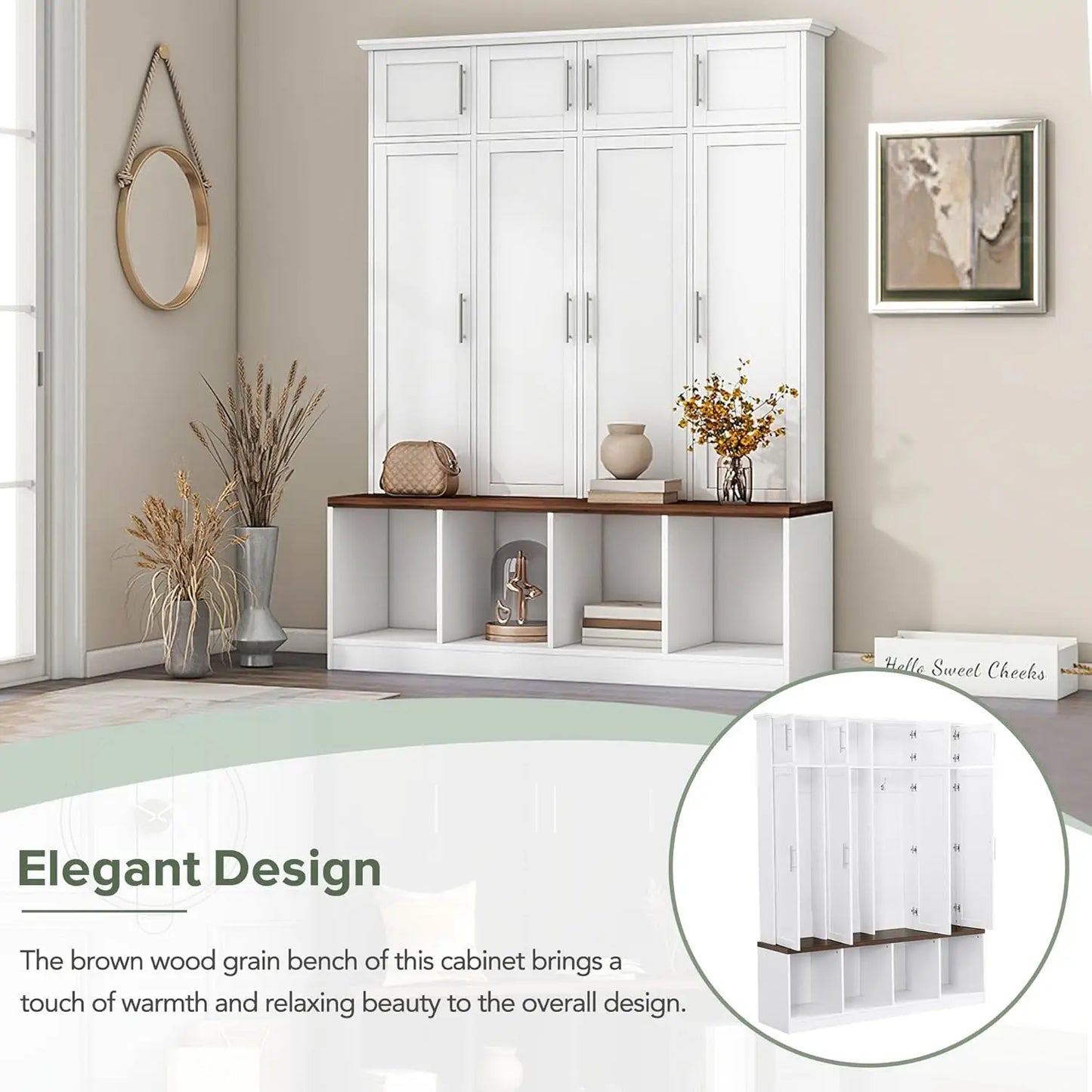 Hall Tree With Hidden Hooks Coat Rack And Shoe Storage