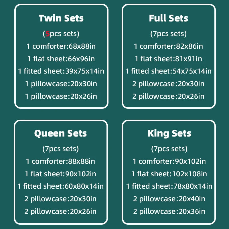 EasYum 7-Piece Bedding Set Comforter Sheet Pillowcases Quilted